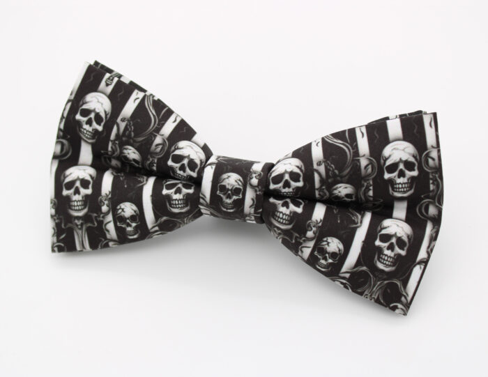 Black Skull Stripe Bowtie - Image 3