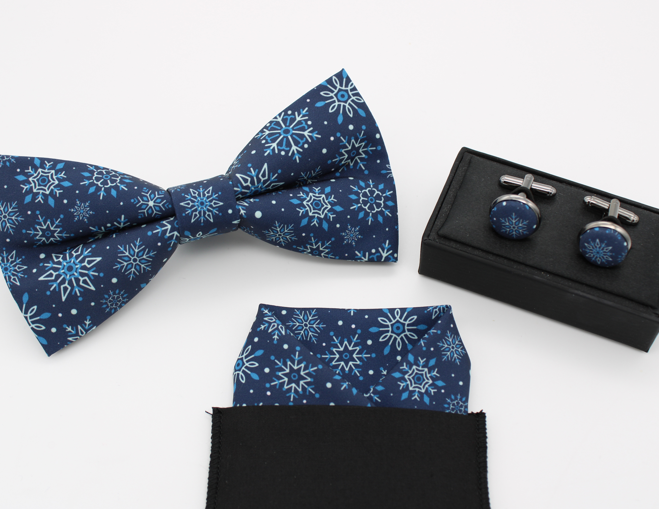 Navy Blue Snowflake Bowtie - Image 6