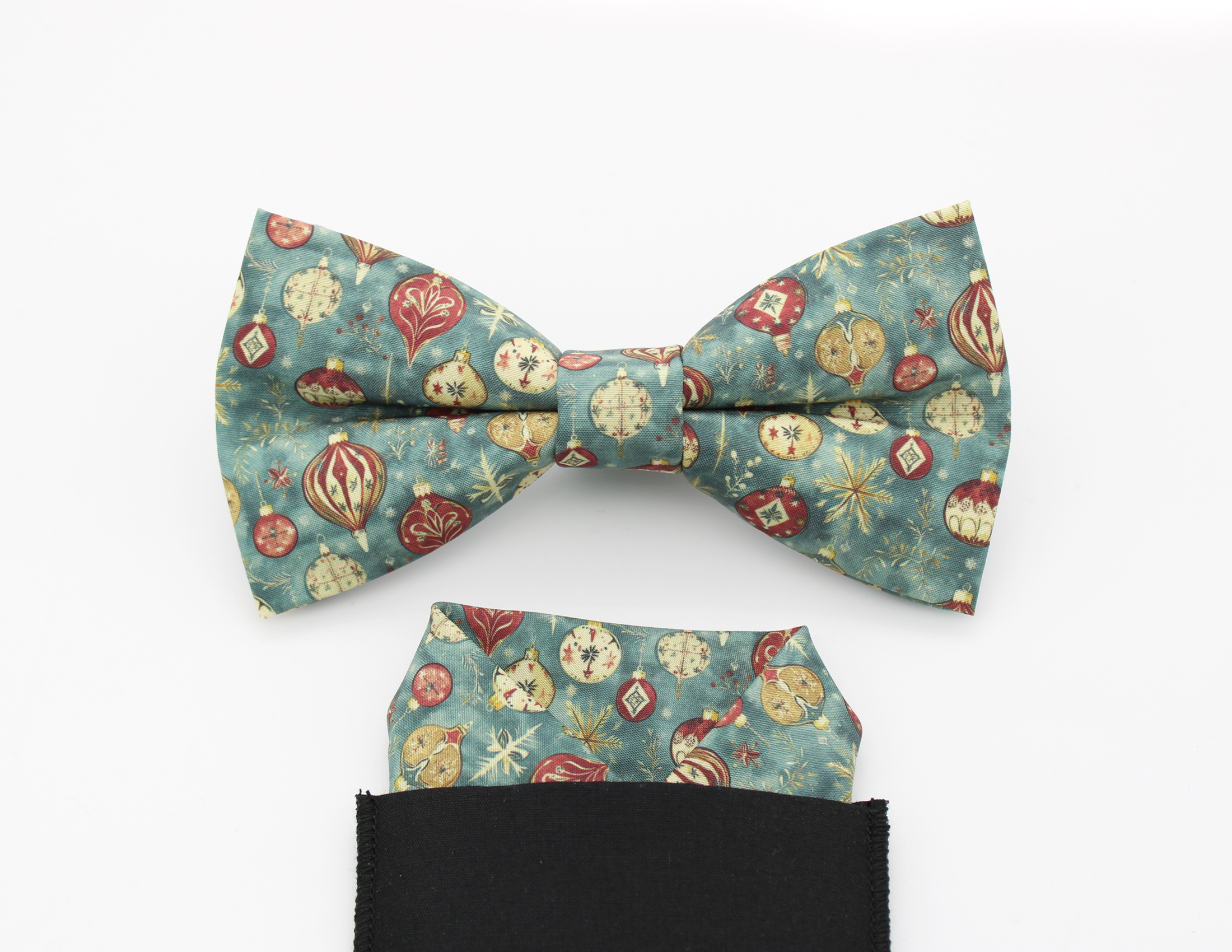 Vintage Ornament Christmas Bowtie & Faux Pocket Square - Image 3