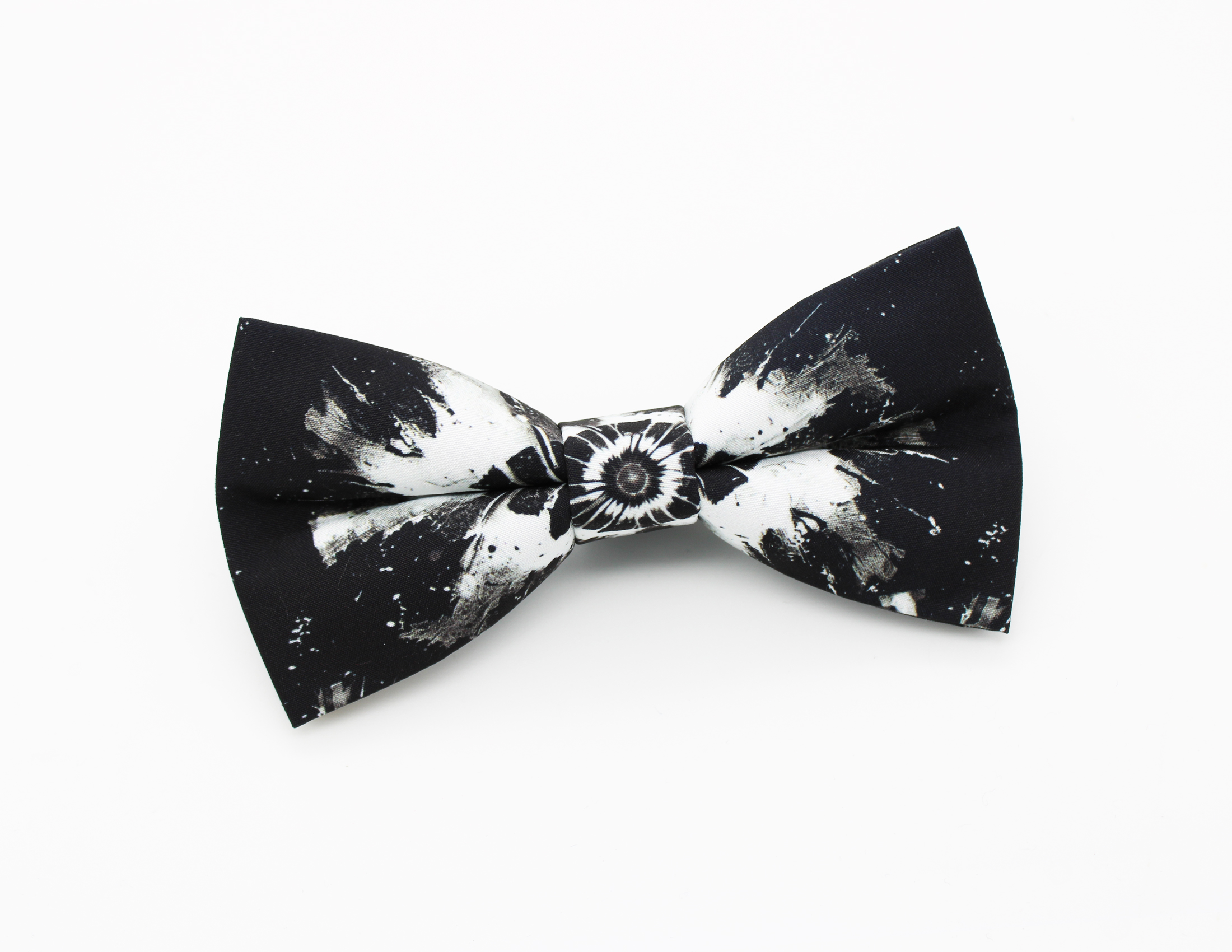 Black and White Tie-Dye Bowtie - Image 2