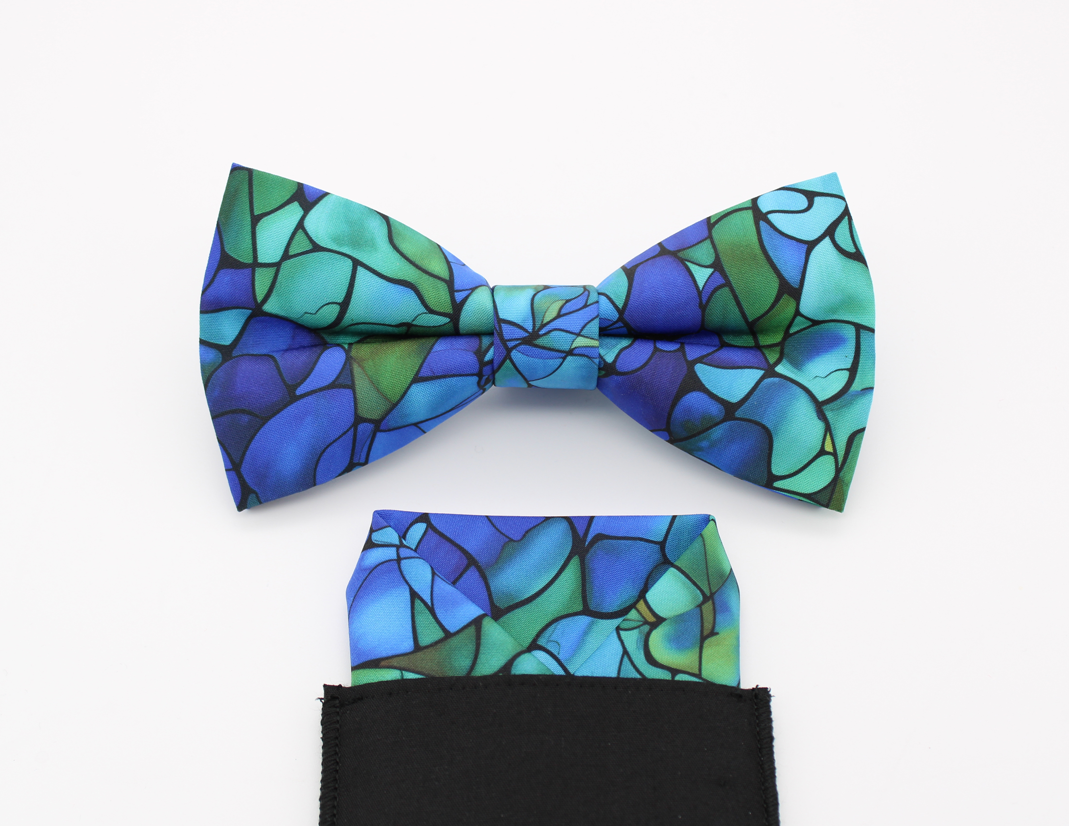 Blue Stained Glass Effect Bowtie - Image 3