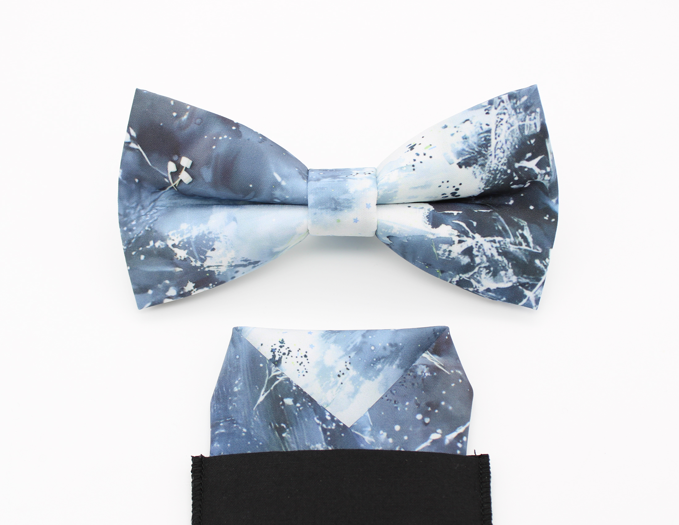 Grey Blue Abstract Bowtie - Image 3