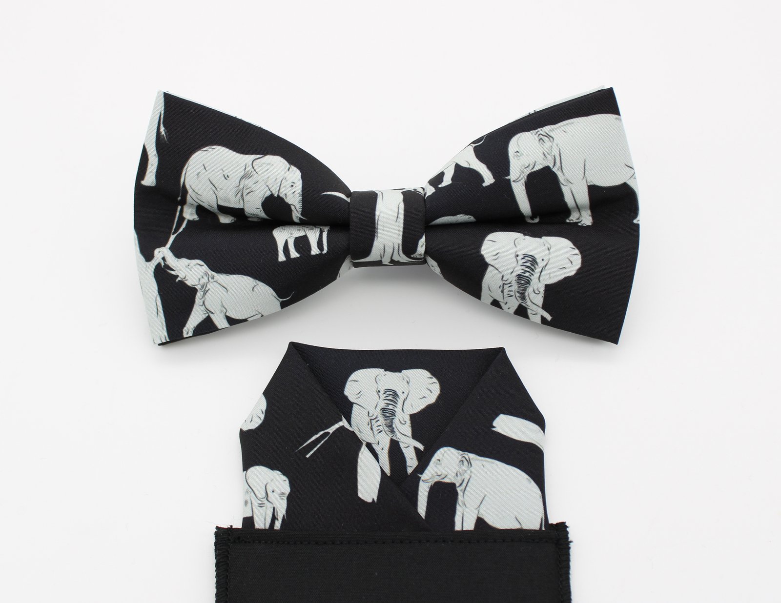 Black Elephant Print Bowtie - Image 3