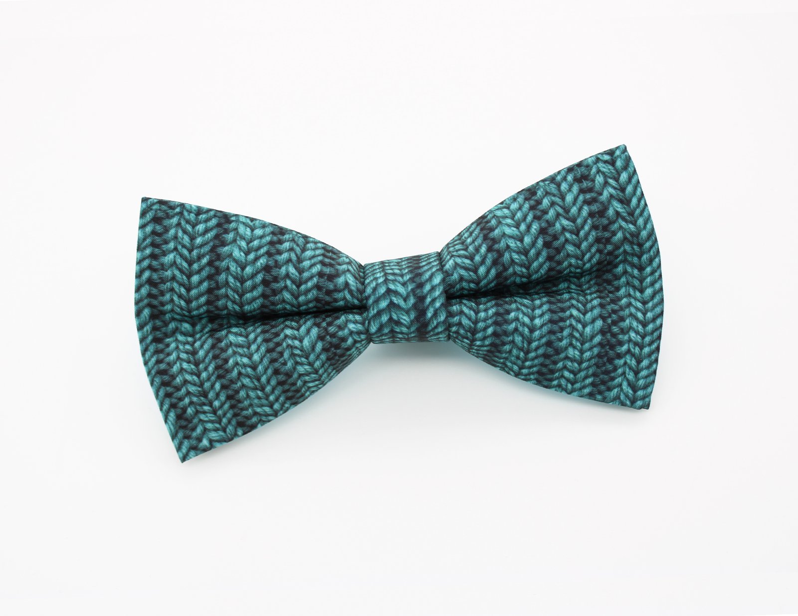 Teal Knit Pattern Printed Bowtie - Image 2