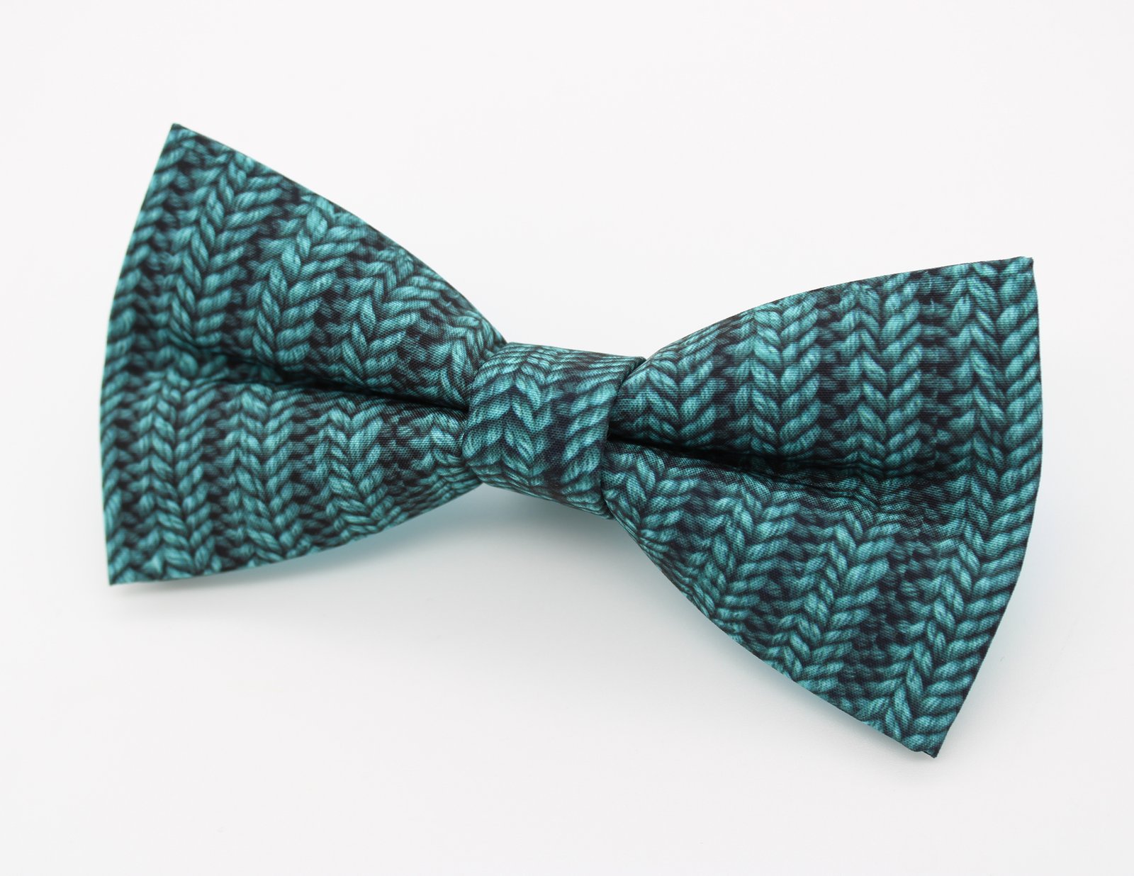 Teal Knit Pattern Printed Bowtie - Image 7