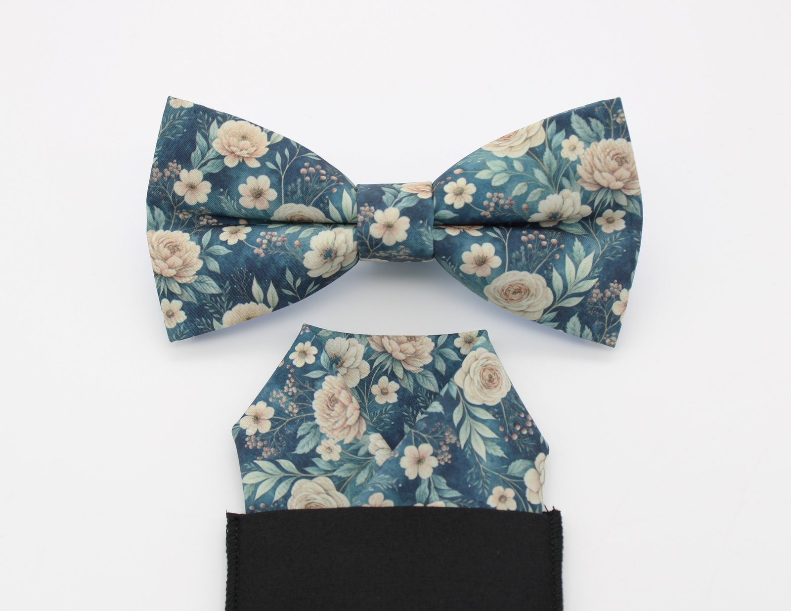 Dusty Blue Floral Bowtie - Image 3