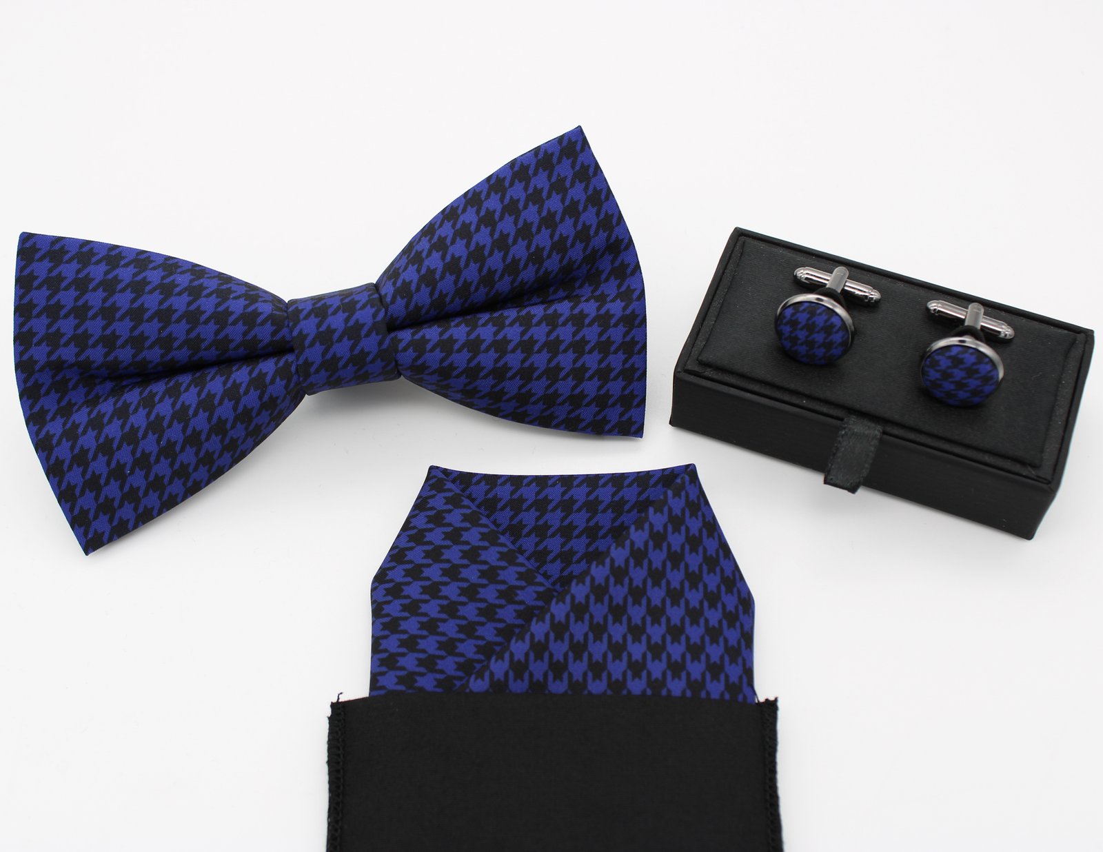 Royal Blue Houndstooth Bowtie - Image 6
