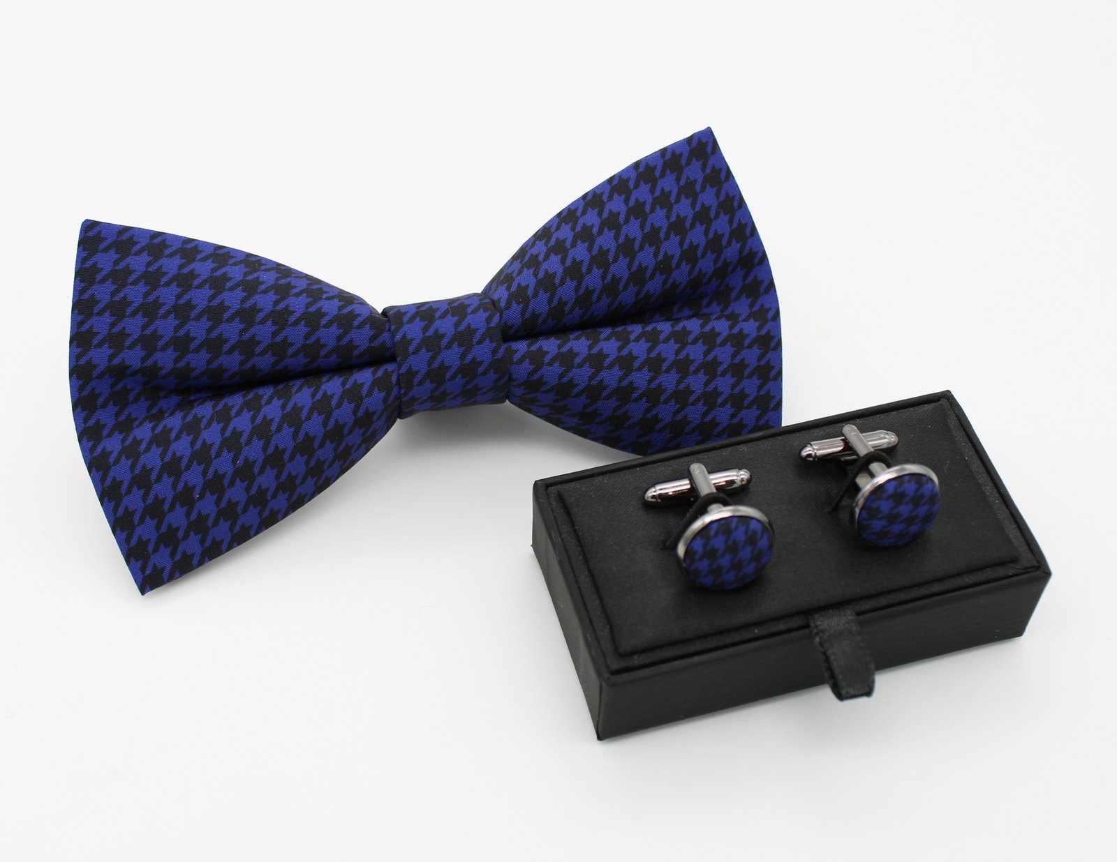 Royal Blue Houndstooth Bowtie - Image 4