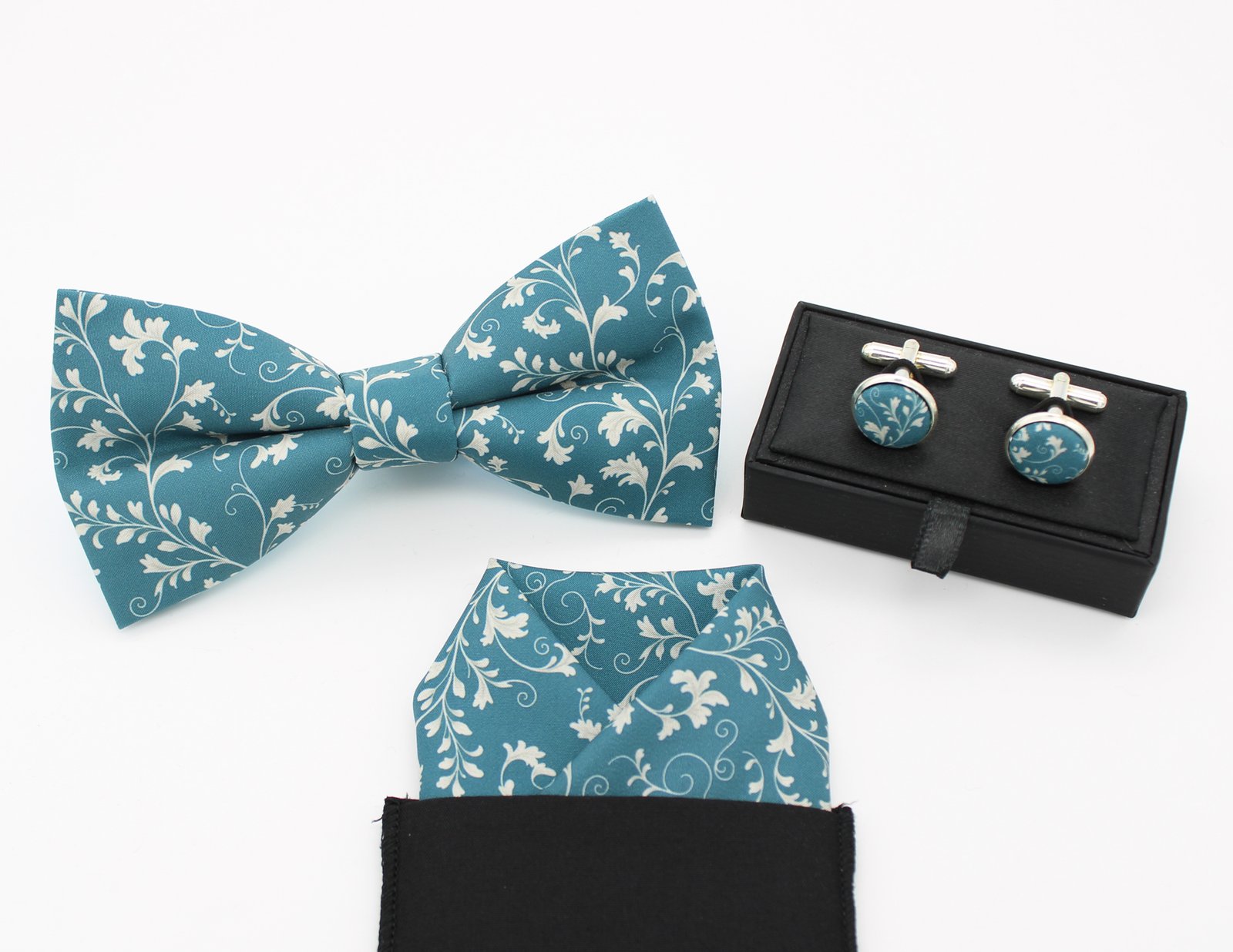 Dusty Teal Damask Bowtie - Image 6