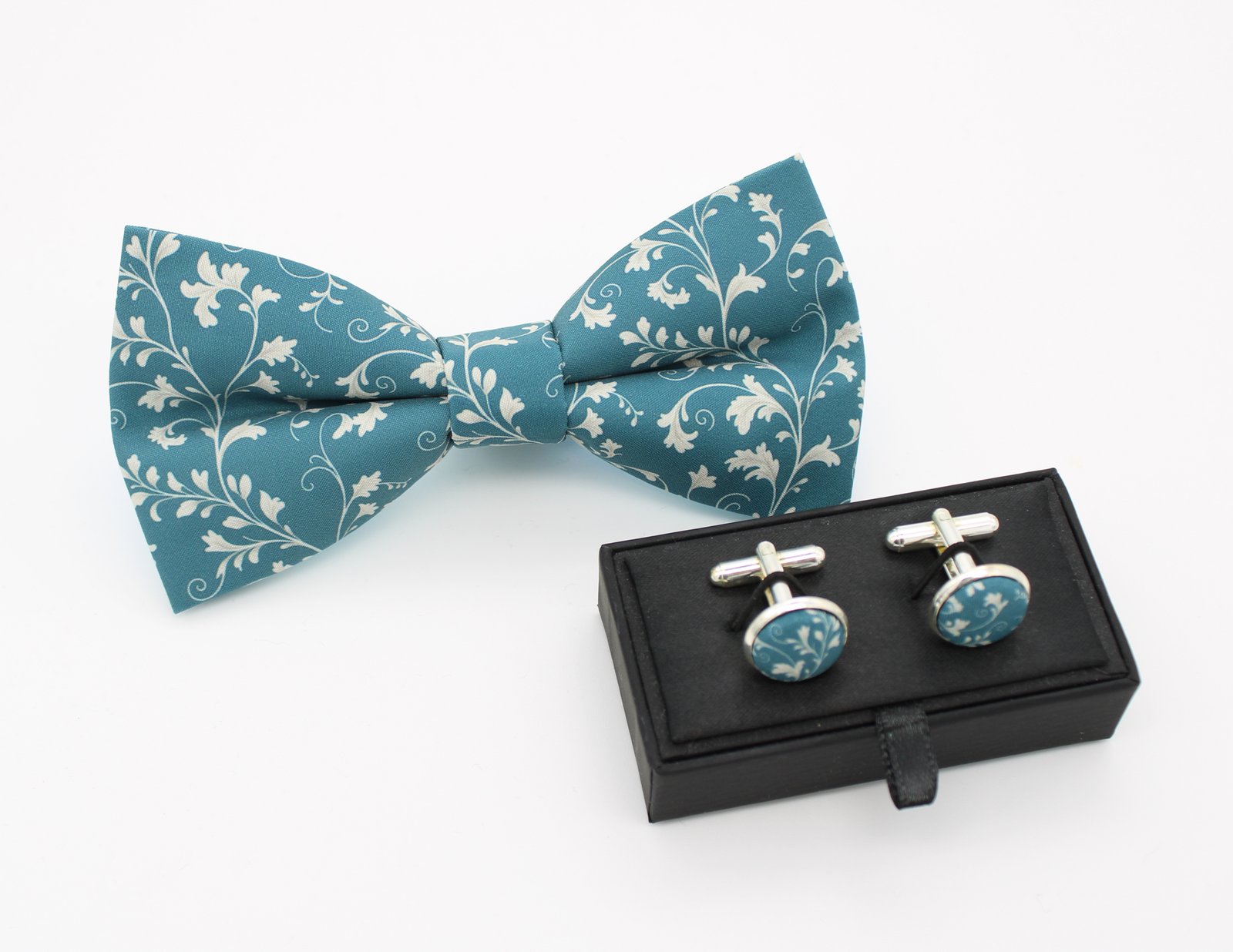 Dusty Teal Damask Bowtie - Image 4