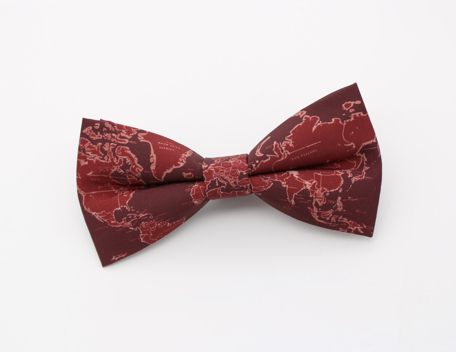 Burgundy World Map Bow Tie - Image 2