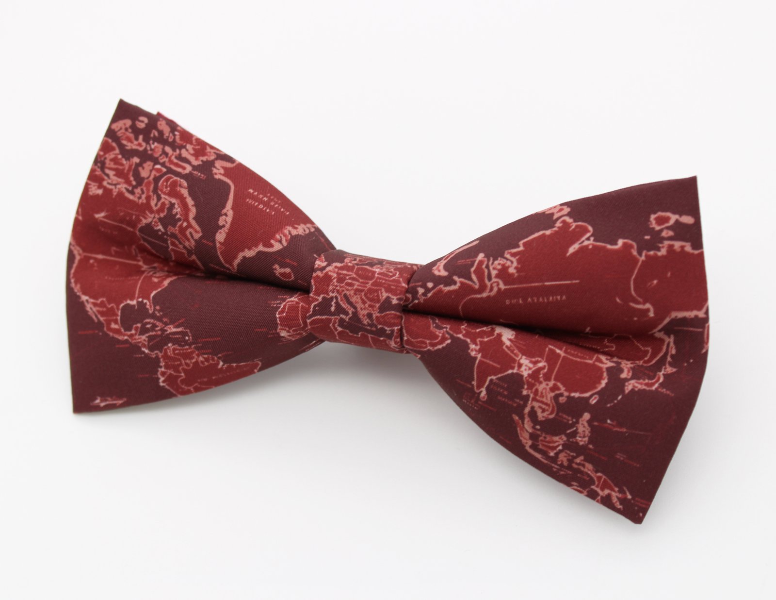 Burgundy World Map Bow Tie - Image 4