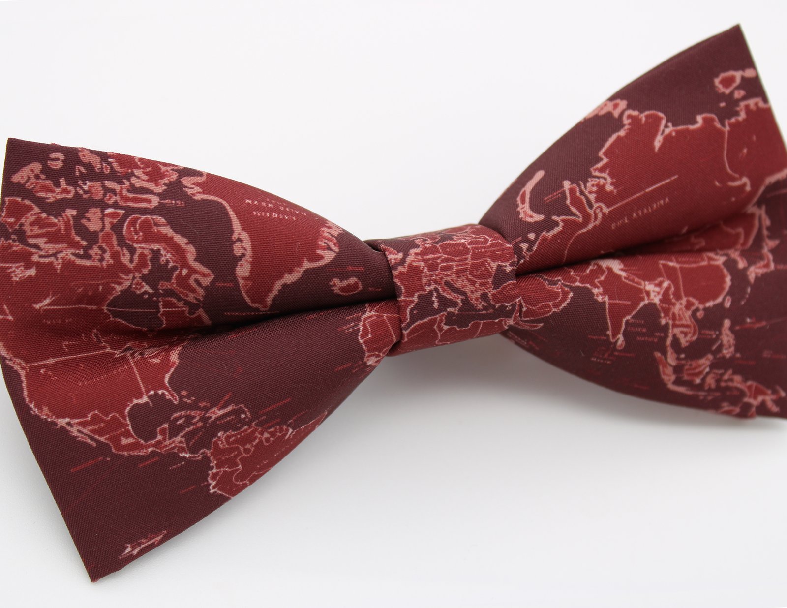Burgundy World Map Bow Tie - Image 8