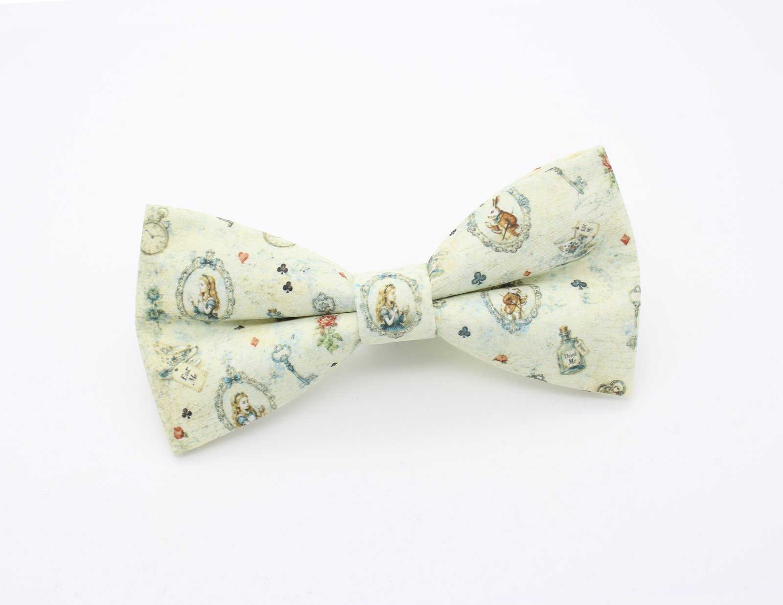 Cream Vintage Alice in Wonderland Bow Tie - Image 2