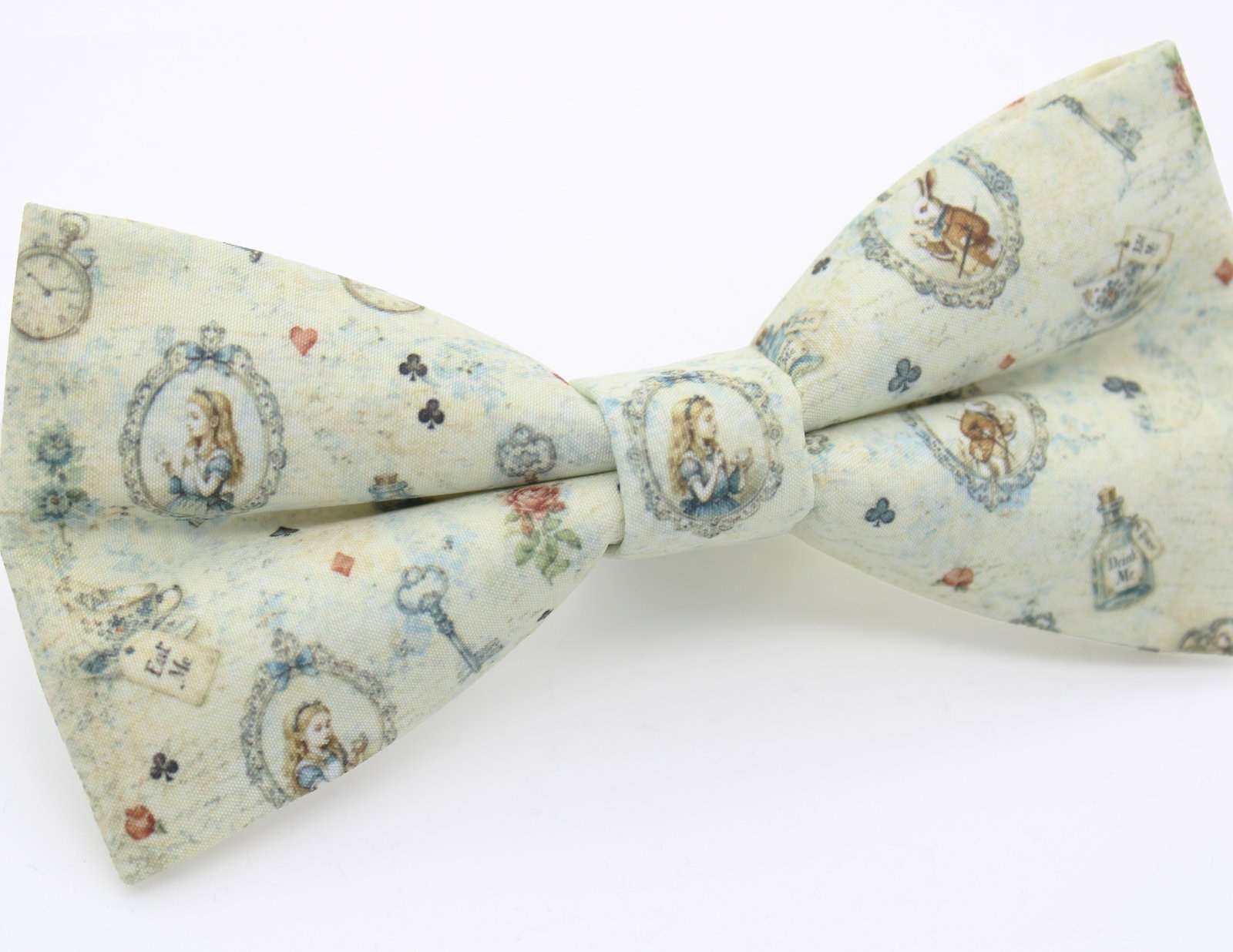 Cream Vintage Alice in Wonderland Bow Tie - Image 3